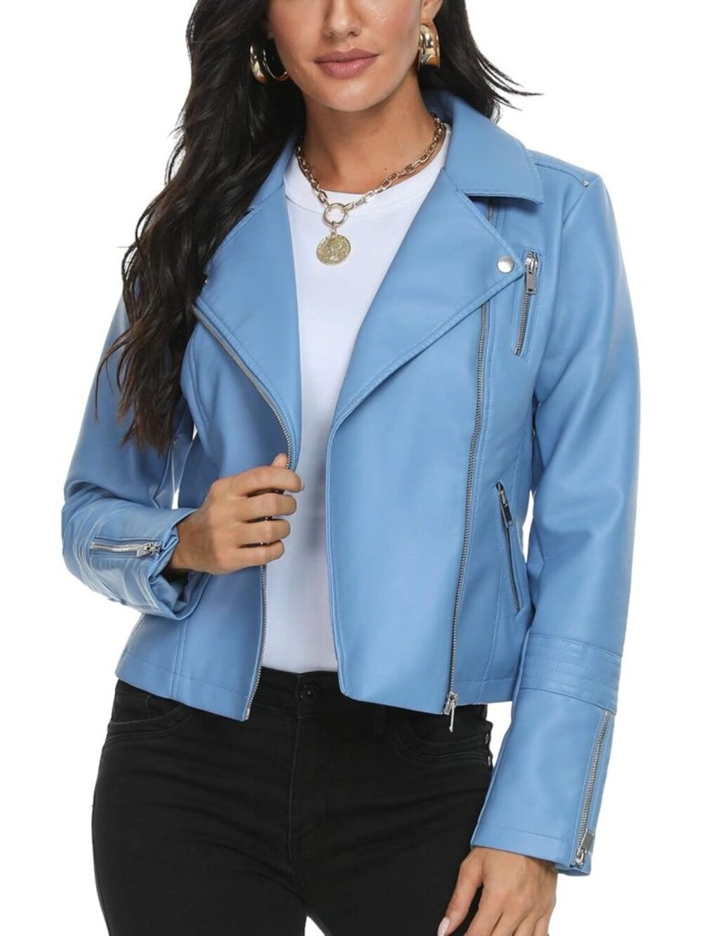 Chic Faux Leather Moto Jacket for Women | Vegan Biker Coat, Stylish Outerwear